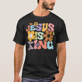 T-shirt Jésus Est Le Roi Fleur Hippie Coloré