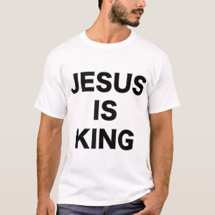 T-shirt Jésus est le roi Gras Texte Noir Chrétien Religieu
