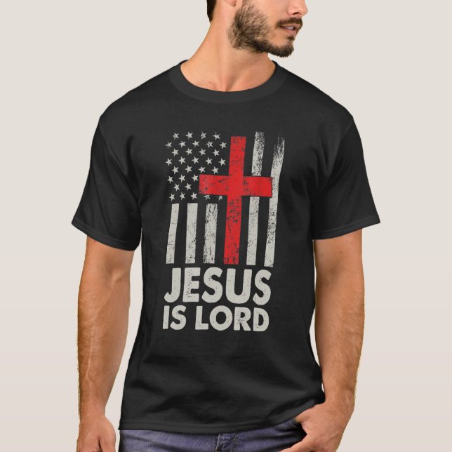 T-shirt Jésus est lord drapeau américain Christian Patriot (Devant)