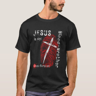 T-shirt Jésus est mon frère de sang Croix empreintes digit