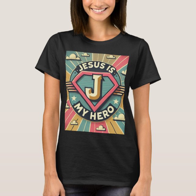 T-shirt Jésus est mon Héros de la conception de bande dess (Devant)