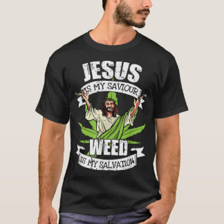 T-shirt Jésus Est Mon Sauveur Fumer Mauvais Salon Pot Fume