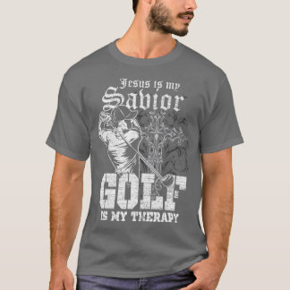 T-shirt Jésus Est Mon Sauveur Golf Est Ma Thérapie Jésus