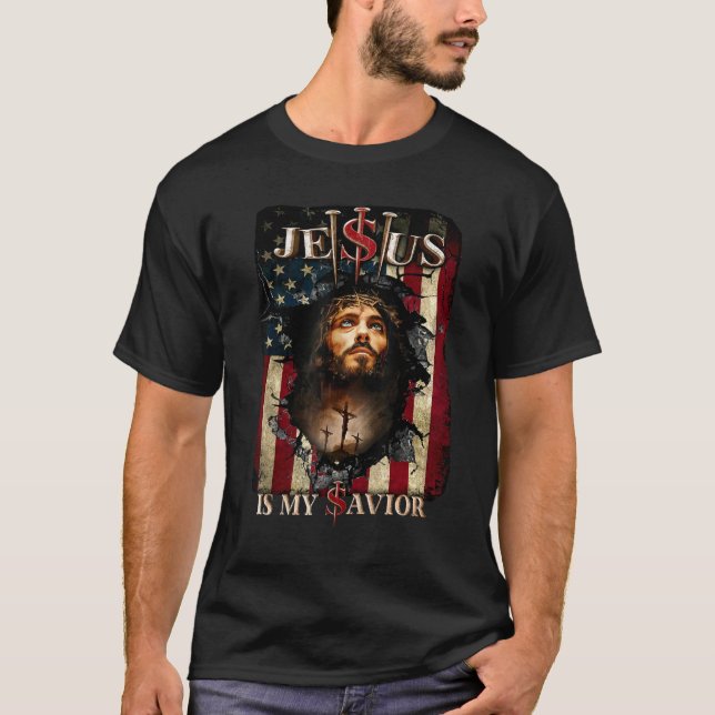 T-shirt Jésus Est Mon Sauveur Jésus Bible Chrétienne Améri (Devant)