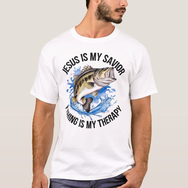 T-shirt Jésus est mon sauveur La pêche est ma thérapie (Devant)