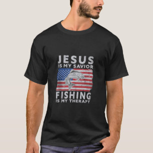 T-shirt Jésus Est Mon Sauveur Pêcher Est Ma Thérapie Drôle
