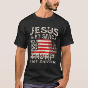 T-shirt Jésus est mon sauveur Trump est mon danseur Qr Tru