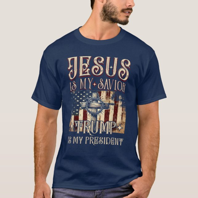 T-shirt Jésus Est Mon Sauveur Trump Est Mon Président (Devant)