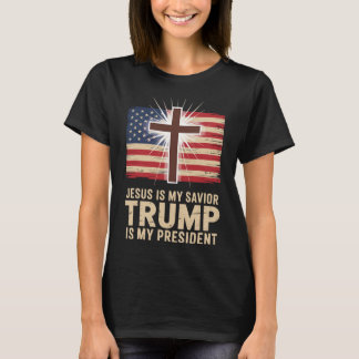 T-shirt Jésus est mon sauveur Trump est mon président poli