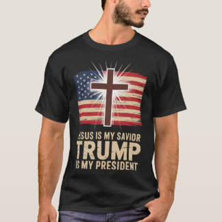 T-shirt Jésus est mon sauveur Trump est mon président poli