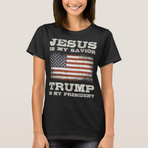T-shirt Jésus Est Mon Sauveur, Trump Est Mon Président T-S