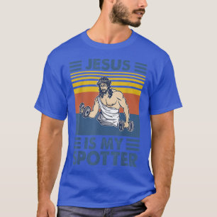 T-shirt Jésus Est Mon Spotter Jesus Gym Vintage Pour Gym L