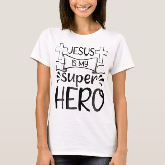 T-shirt Jésus est mon super-héros chrétien Enfants mignons