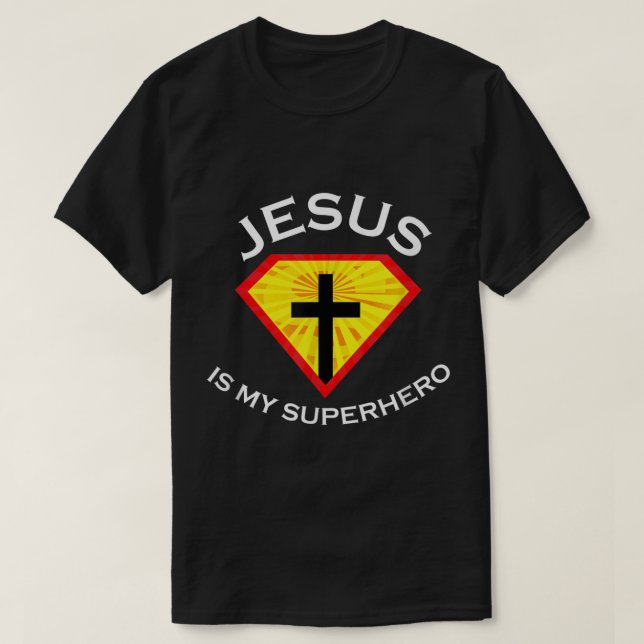 T-shirt Jésus Est Mon Superhéros Mignonne Puissant Don Chr (Design devant)