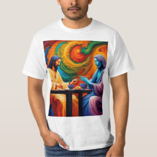 T-shirt Jésus et Bouddha partagent un repas