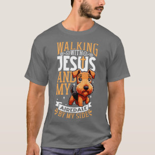 T-shirt Jésus et chien Airedale Terrier