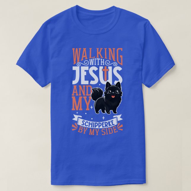 T-shirt Jésus et chien Schipperke (Design devant)