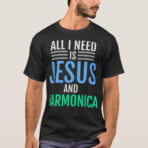 T-shirt Jesus et Harmonica Christian Funny Music Cadeau