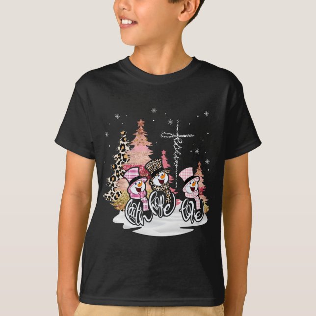 T-shirt Jesus Faith Hope Love Snowman Drôle Noël Pour Chri (Devant)