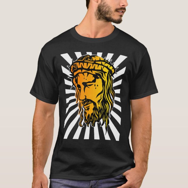T-shirt Jésus Grand Visage Et Rayon Solaire Art 1 (Devant)