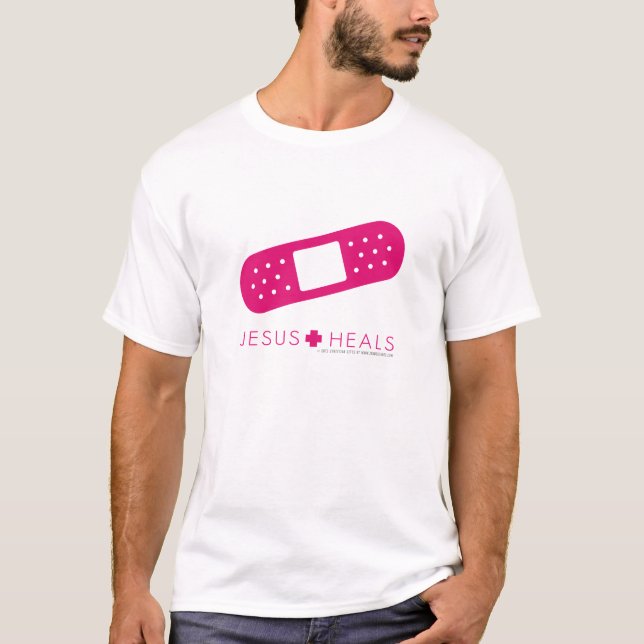 T-shirt Jésus guérit le bandage rose (Devant)