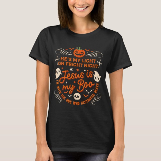 T-shirt Jesus Is My Boo Christian Halloween Ghost Pumpkin  (Devant)