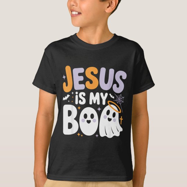 T-shirt Jesus Is My Boo Cute Christian Halloween Ghost Fun (Devant)