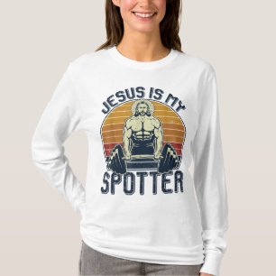 T-shirt Jésus Is My Spotter Funny Christian Weightlifting