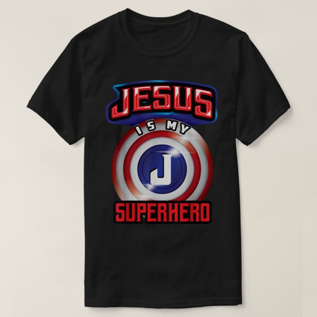 T-shirt Jesus Is My Superhero Design (Design devant)