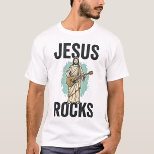 T-shirt Jésus joue de la guitare gravure chrétienne vintag