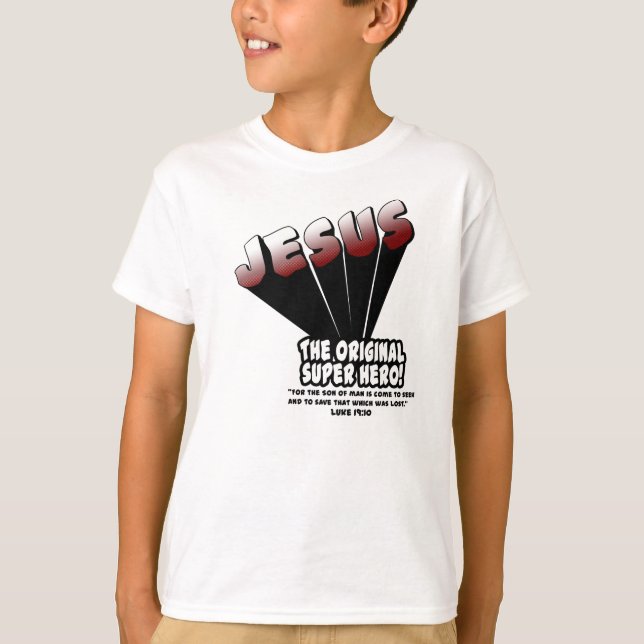 T-shirt Jésus : Le 19h10 original de Luc de superhéros (Devant)