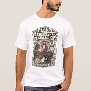 T-shirt Jesus Letterpress Print Shop Jésus impression text