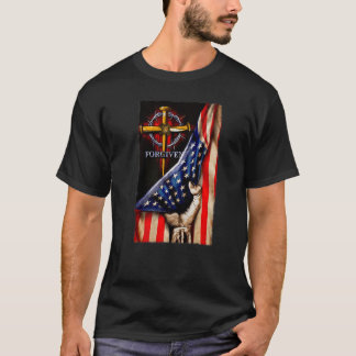 T-shirt Jésus Lion Drapeau Américain Chrétien Patriotique