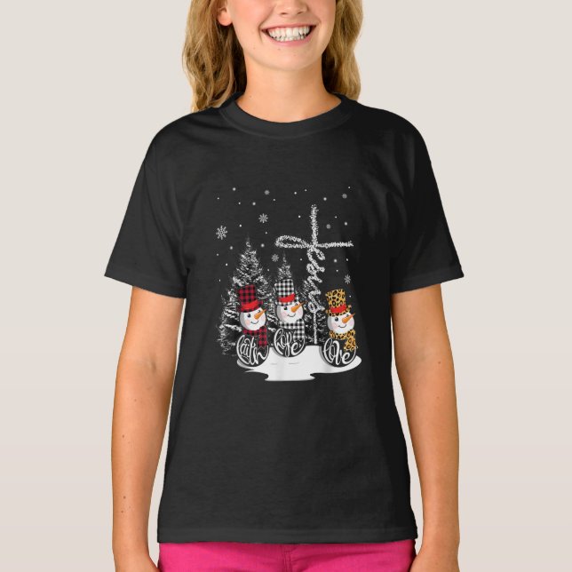 T-shirt Jésus Love | Jésus Faith Hope Love Snowman (Devant)