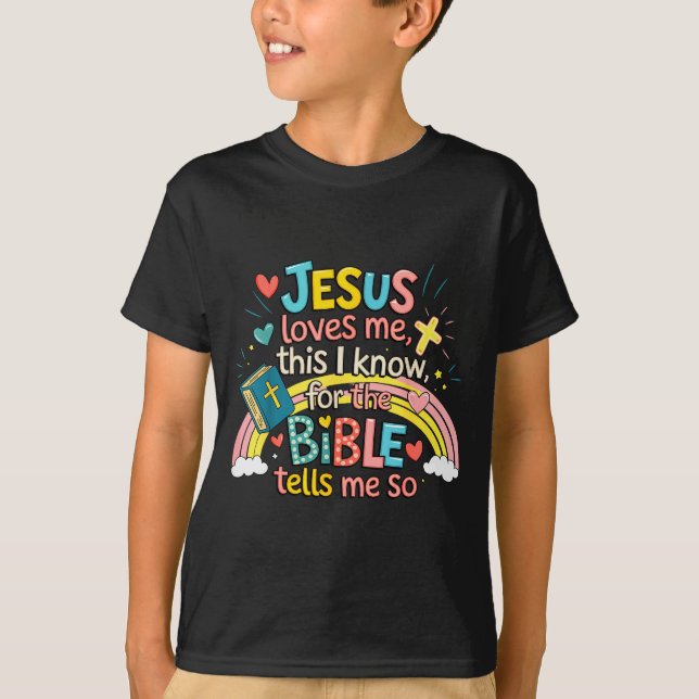 T-shirt Jesus Loves Me This I Know Boys Kids Toddler Jesus (Devant)