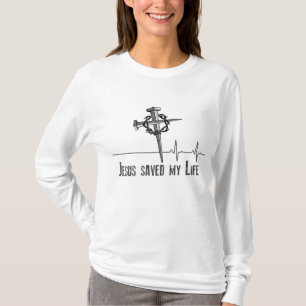 T-shirt Jésus M'A Sauvé La Vie. Couronne d'épines, et Nail