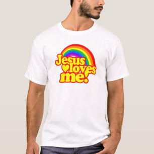 T-shirt Jésus m'aime (avec l'arc-en-ciel)