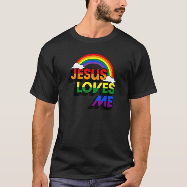 T-shirt Jésus M'Aime Gay Arc-En-Ciel mignon Christian Lgbt (Devant)
