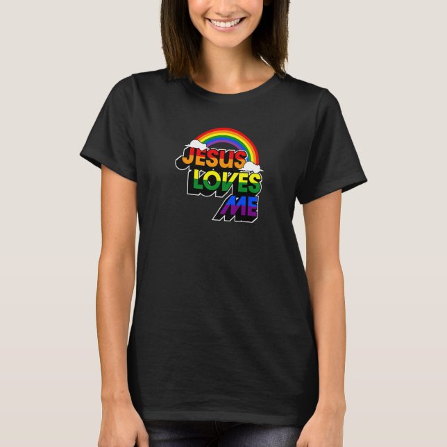 T-shirt Jésus M'Aime Gay Arc-En-Ciel mignon Christian Lgbt (Devant)