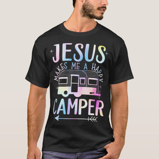 T-shirt Jésus Me Rend Un Camping RV Heureux (Devant)