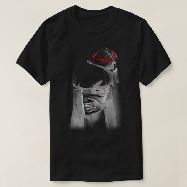 T-shirt Jésus M'embrasser Jésus M'embrasser Dieu Accrocher (Design devant)