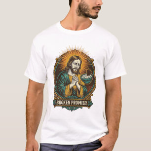 T-shirt Jésus Puce Cassée Coincée Dans Un Bol De Trempette