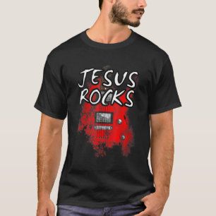 T-shirt Jesus Rocks Guitare Electrique Guitariste Christia