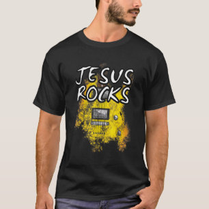 T-shirt Jesus Rocks Guitare Electrique Guitariste Christia