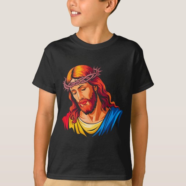T-shirt Jesus Rtrait Art Christian Religious  (Devant)