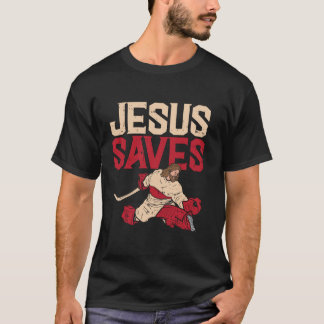 T-shirt Jésus Sauve Hockey sur glace Goalie Sport Religieu