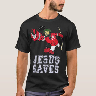 T-shirt Jésus Sauve Hockey sur glace Goalie Sport Religieu