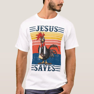 T-shirt Jésus Saves Poulet Vintage Drôle Chrétien