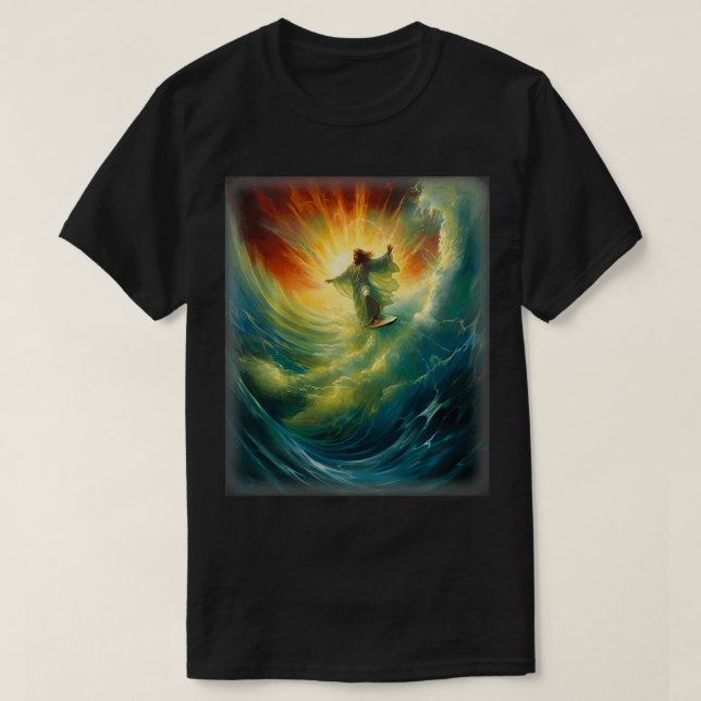 T-shirt Jésus Surfer Heaven Vague Surf Surf chrétien Be (Design devant)
