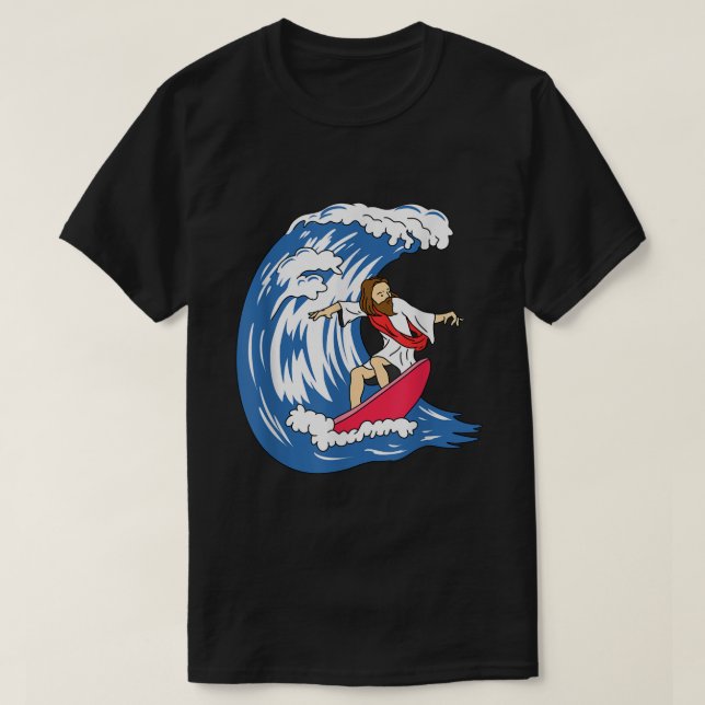 T-shirt Jesus Surfing Drôle Jésus (Design devant)